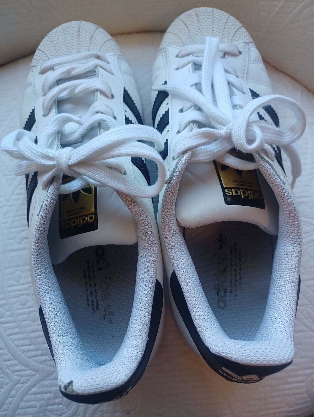 Women's ADIDAS Superstar Black White Shoes Sneakers Size 7 - Picture 5 of 7